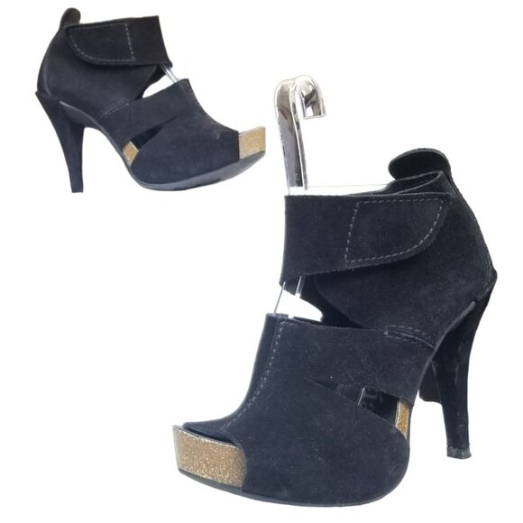 Pedro Garcia wrapped cork platforn stiletto suede heels 6.5 womens - Picture 1 of 11